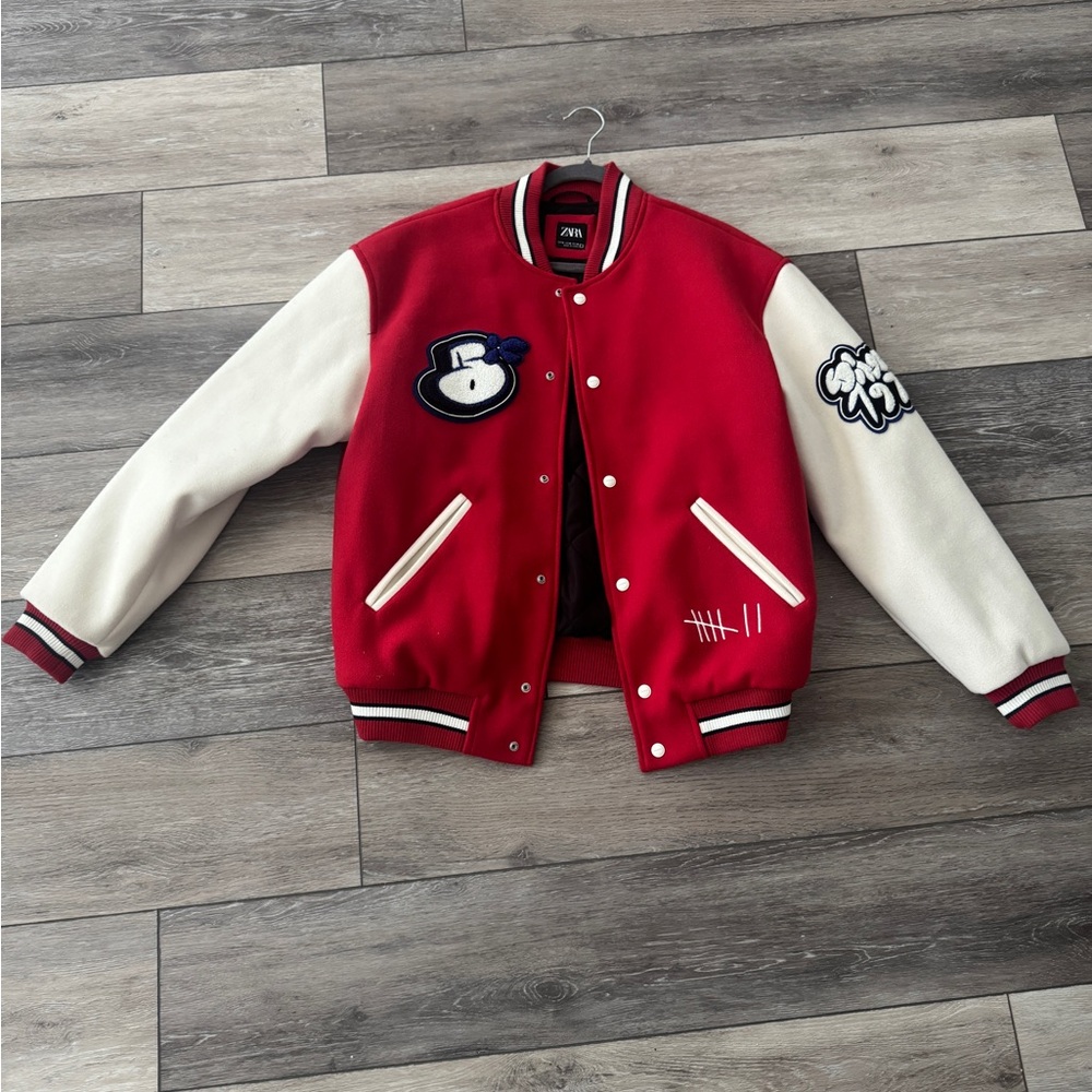 Zara Mens Bold Red and Cream Jacket